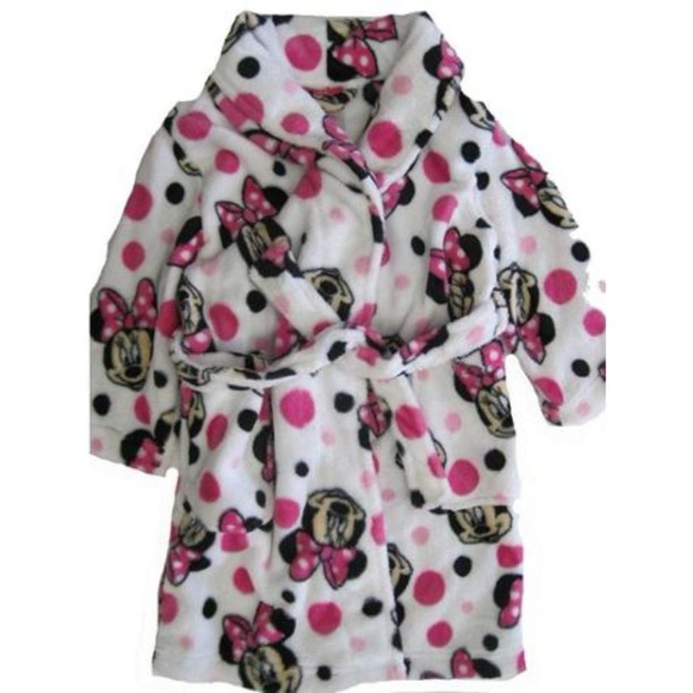 Disney Minnie Mouse Polka Dotted Plush Bath Robe